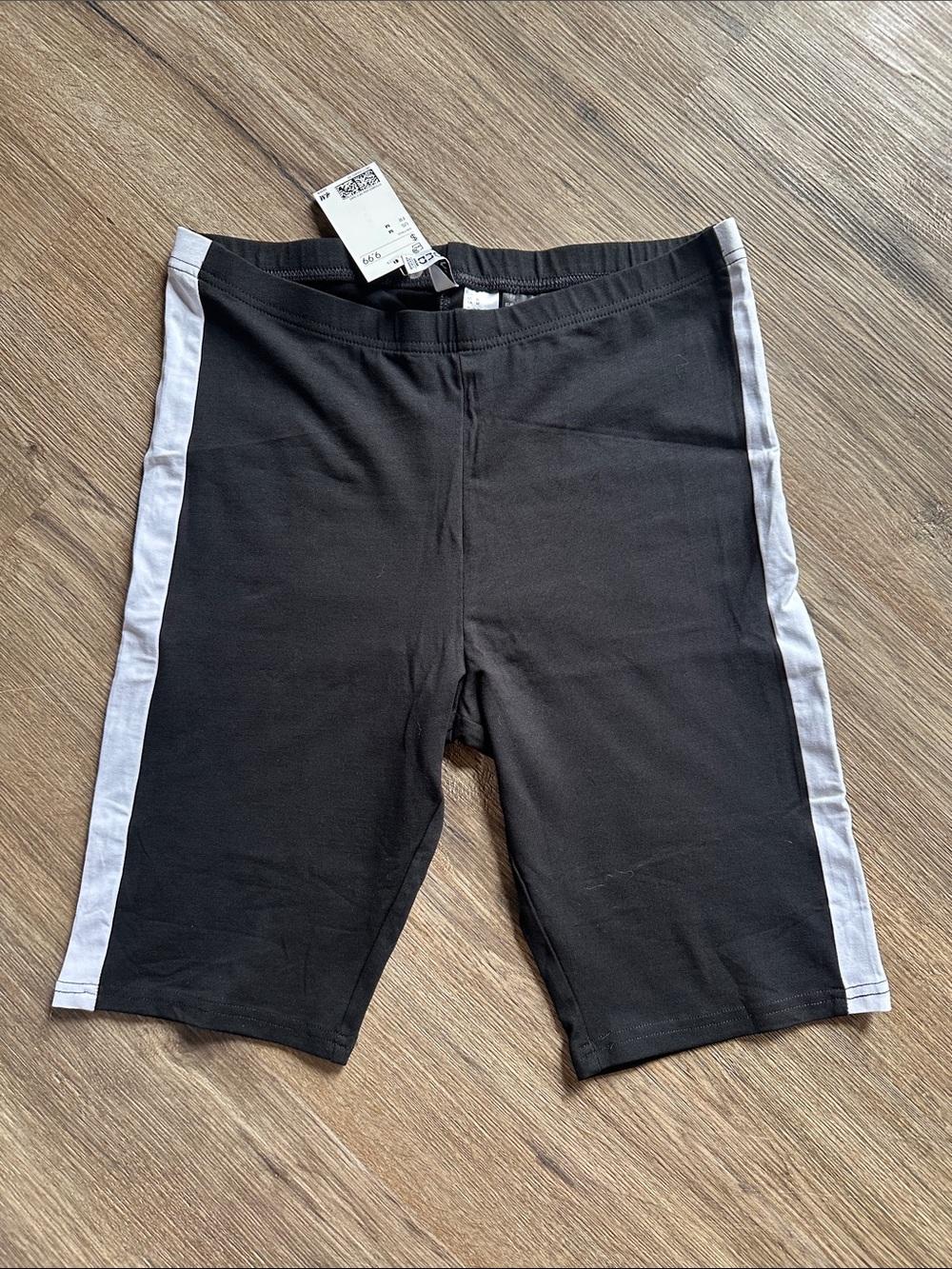 Divided Black Bike Shorts with White Side Stripes